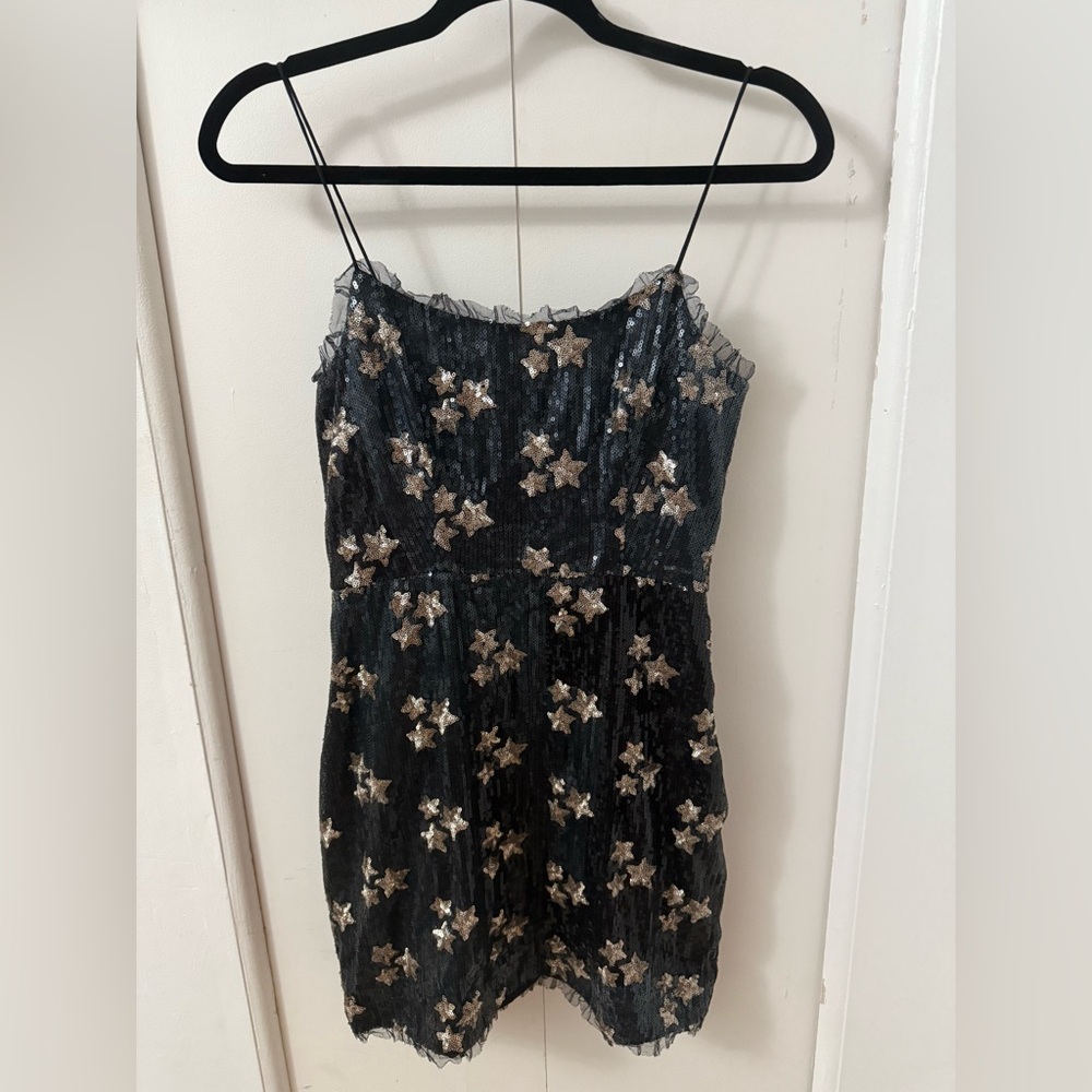 The East Order Black and Bronze/Gold Star Mini Sequin Star Dress - SZ XS